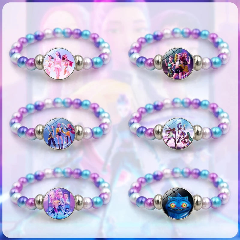 Kpop Demon Hunter Hanging Keychains Heart Necklace Bracelet Set Kpop Huntrix Character Pendant Accessories Fans Party Favor Gift