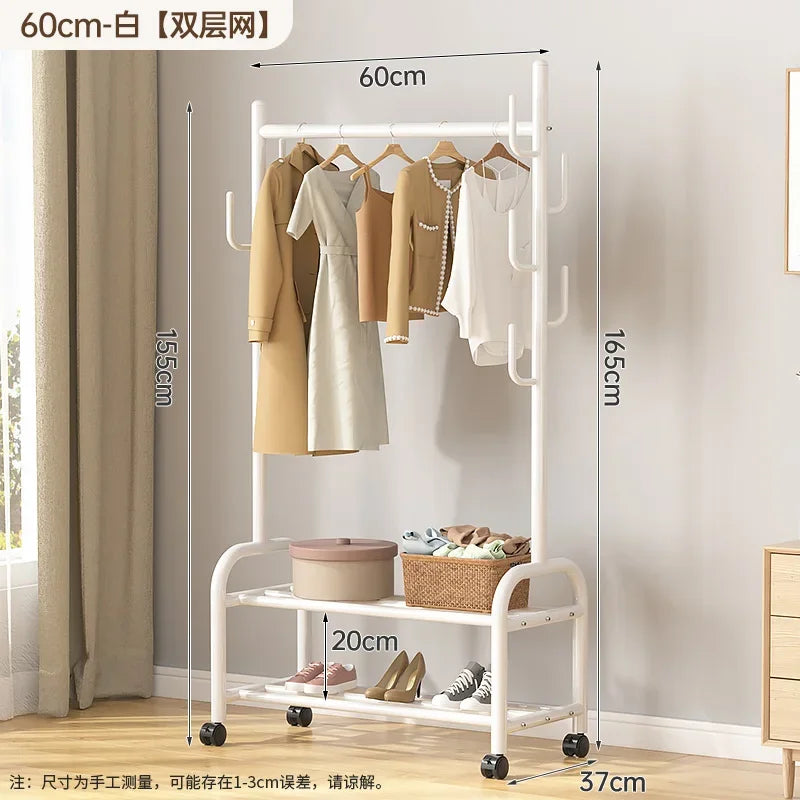Aesthetic Golden Clothes Rack Metal Balcony Nordic Wheels Clothes Rack Floor Bedroom Burro Ropa Perchero Hallway Furniture