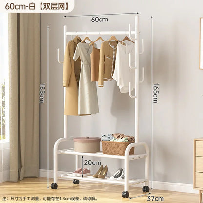 Aesthetic Golden Clothes Rack Metal Balcony Nordic Wheels Clothes Rack Floor Bedroom Burro Ropa Perchero Hallway Furniture
