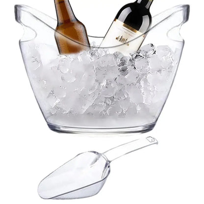 Clear Ice Bucket with 2 Scoops - Large Beverage Tub for Wine Champagne Bar Parties Family Reunion