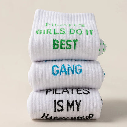 Yoga Socks Women Cotton Stripe Pile Silicone Non-slip Grip Pilates Crew Socks
