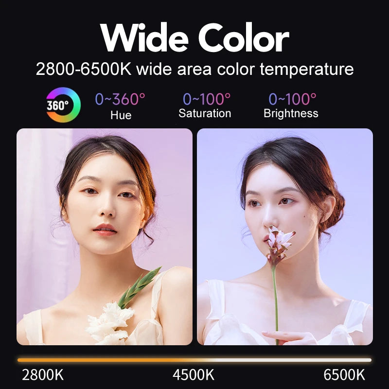 RGB Video Light Portable LED Photography Studio Light with 10000mAh Rechargeable for Vlog Streaming LIVE Photo Fill Lamp