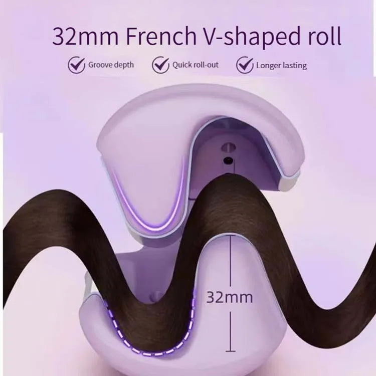 32MM Electric Curling Iron Automatic Lambswool Curling Tool Long Lasting Styling French Styling Rotating Anti-Flame Design