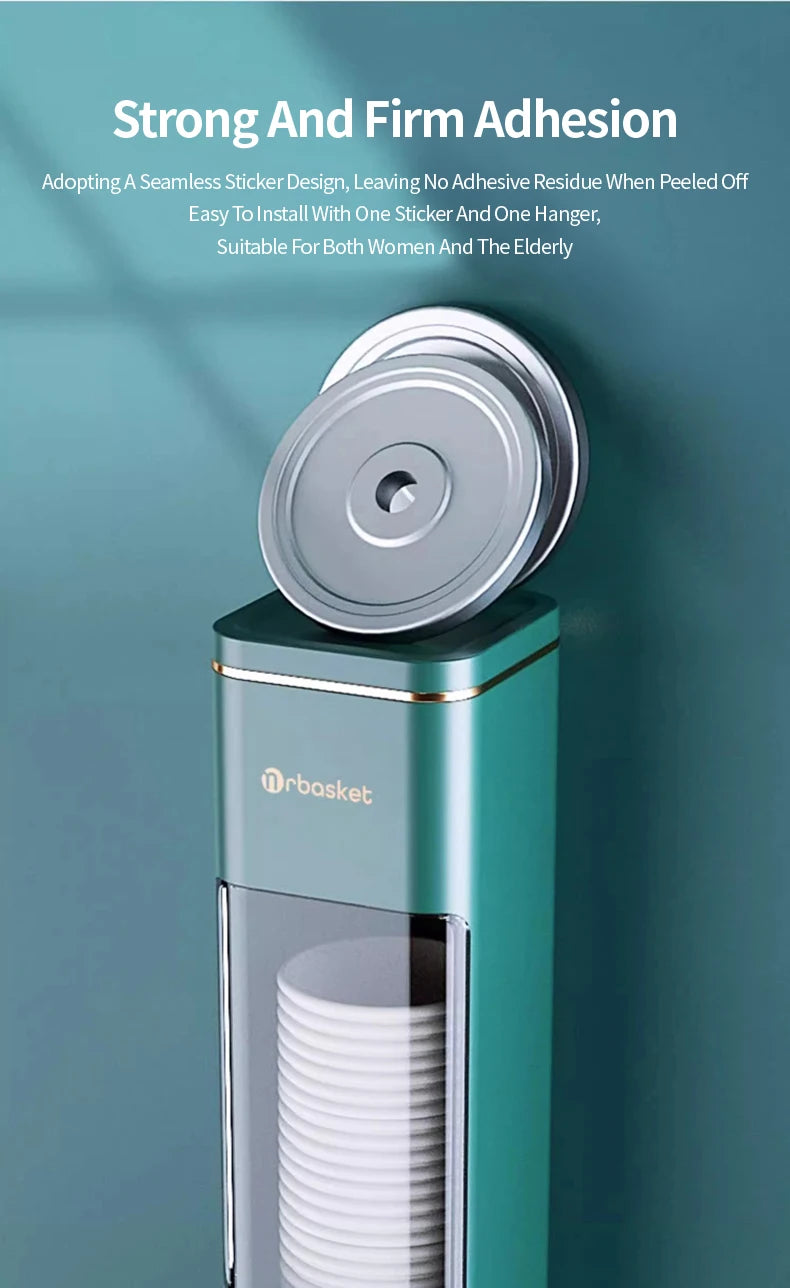 Disposable Cup Holder Cup Extractor Wall Mounted Non Perforated Dust-Proof Moisture-Proof Storage Rack