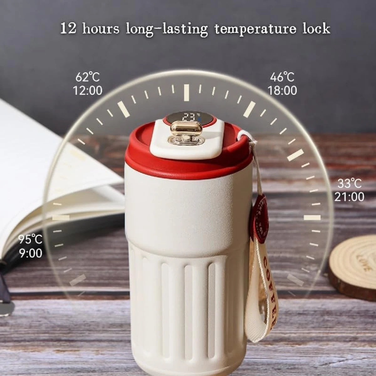 Travel Mug With Temperature Display, 304 Stainless Steel Vacumm Coffee Cups~