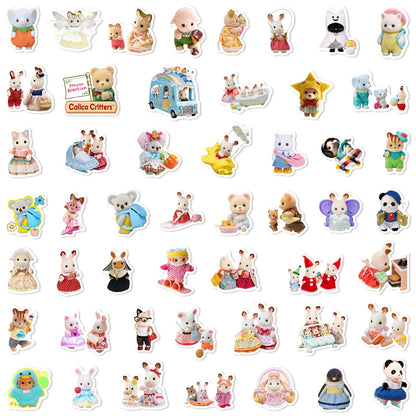 100PCS Cute Sylvanian Families Stickers Kawaii Graffiti Sticker Decoration DIY for Water Bottle Phone Diary Decals Kid Toy Gift
