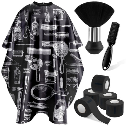 3/8pcsHair Cutting Barber Cape Set with Neck Duster Brush Barber Brush Professional Barber Accessories Salon Cleaning Supplies