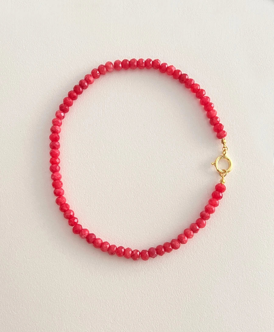 Colored Semi-precious Stone Fashion Necklace 5*8 Cut Natural Stone Beaded Necklace For women, Luxury Handmade  Jewelry