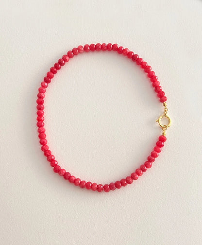 Colored Semi-precious Stone Fashion Necklace 5*8 Cut Natural Stone Beaded Necklace For women, Luxury Handmade  Jewelry