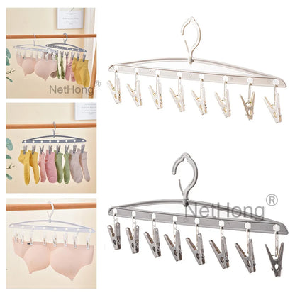 1/2pcs Sock Hanger Dryer Bra Laundry Drying Rack Underwear Clothes Hanger With Clips UK
