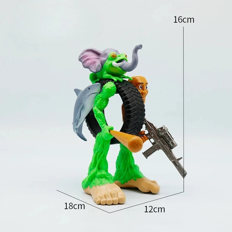 Tung Tung Tung Sahur Tralalero Tralala Italian Brainrot Monster Fusion Edition Anime Action Cartoon Ornament Fun Toy Gift Figure