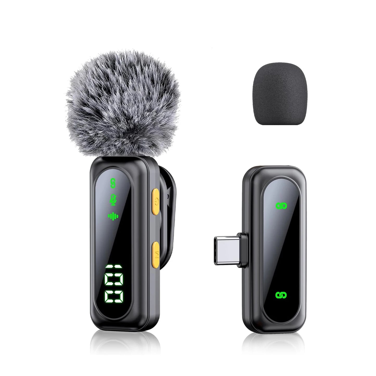 Professional Wireless Lavalier Microphone Plug and Play, with LED Power Display for Content Creators Recording, Live Streaming