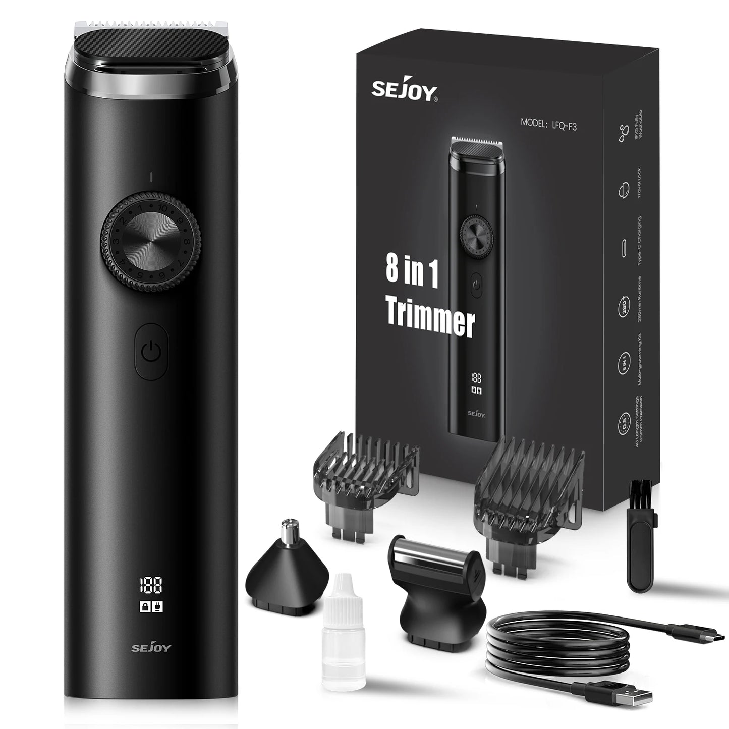SEJOY Electric Hair Trimmer Kits Cordless Professional Hair Clipper Reachageable Waterproof Nose Hair Trimmer