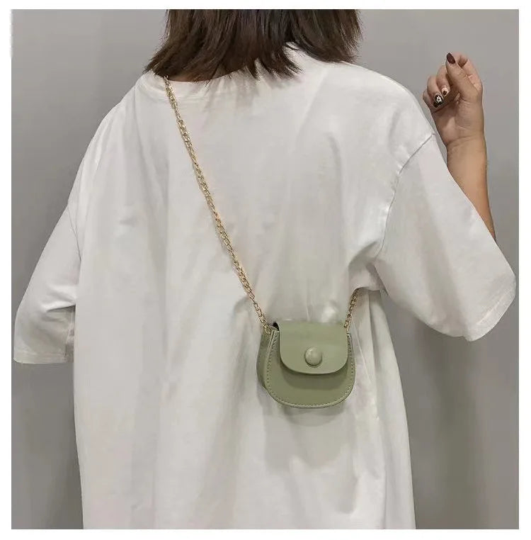 Fashion Kids Children PU Leather Shoulder Bag Lovely Baby Girls Mini Chain Coin Purse Cute Princess Crossbody Bags Small Wallet