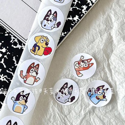 Bluey Bingo Dog 500 Sheets/Roll Sticker Cute Cartoon Anime Sticker Decoration Kids Album Diary Envelope Sealing Paper Tape