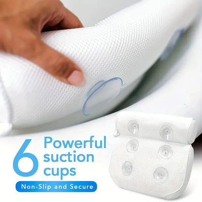 1 spa bathtub pillow with anti slip suction cups for neck and back support, bathtub/bathroom accessory