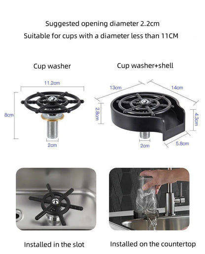 Automatic Faucet Cup Washer, Washing Machine, Bar Glass Rinser, Coffee Pitcher, Wash Cup Tool for Kitchen, Hotel, Home