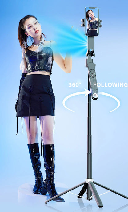 1.8m Extendable Auto Face Tracking Selfie Stick Tripod 360° Rotation Phone Stand with Wireless Remote for Tiktok YouTube Vlog