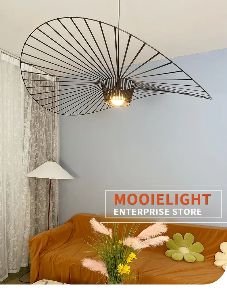 Italian Cross-border Nordic Straw Hat Lamp Fabric Restaurant Art Living Bedroom Designer Internet Celebrity Modern Simple Lamps