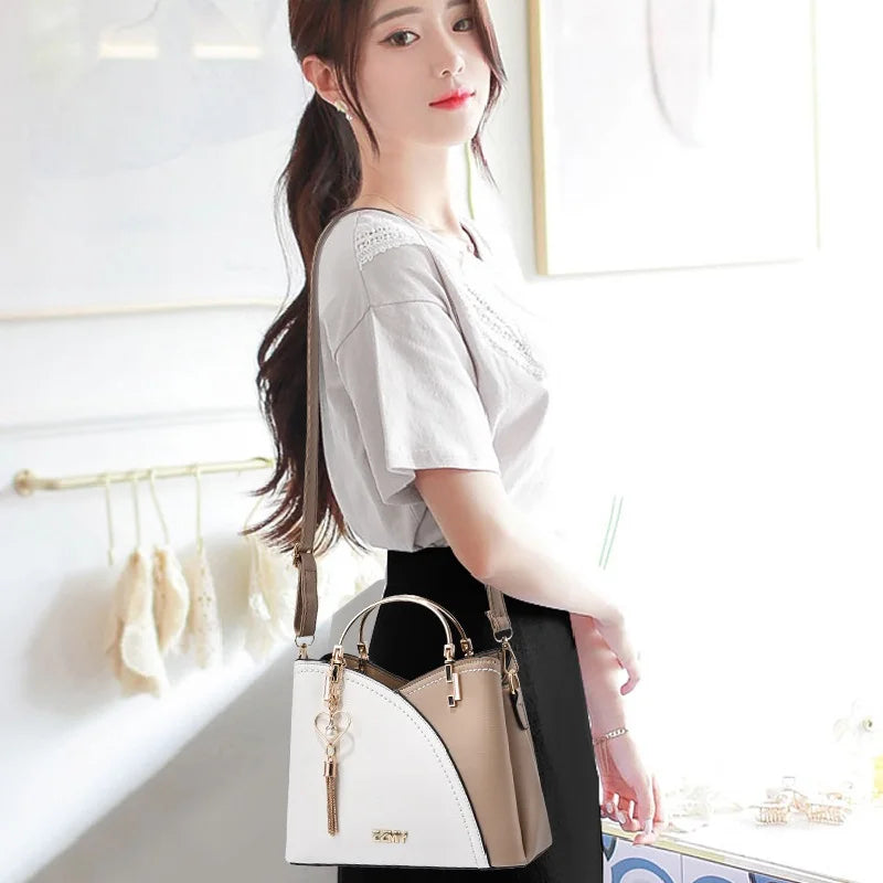 Fashion Women's Bag PU Handbag Retro Style Large Capacity Fashion Shoulder Crossbody Bag Ladies Leather Commuter Bag Shopping