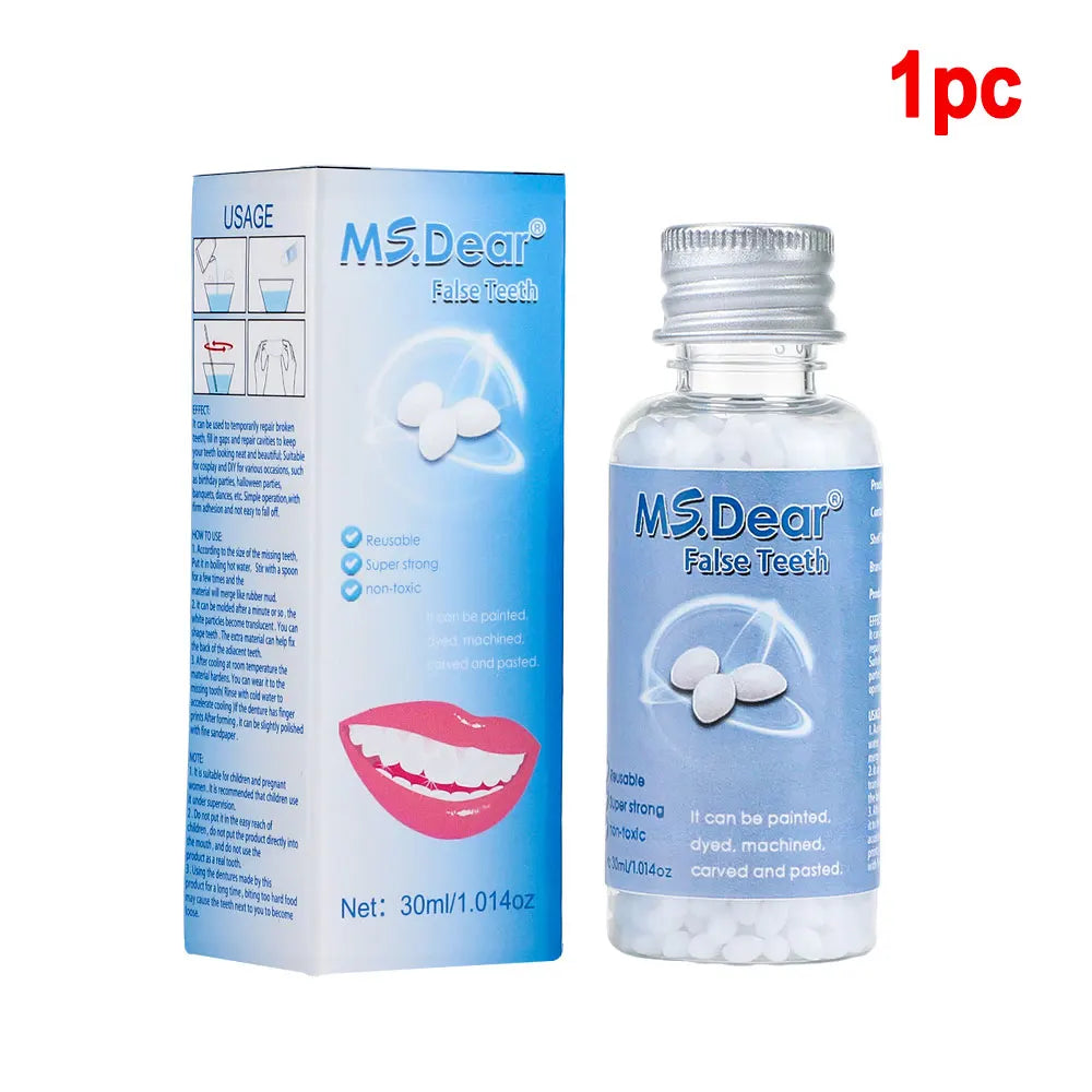 30ml Moldable False Teeth Dentures Adhesives Making Veneers Plastic Rubber Temporary Teeth Gaps Broken Repair Dental Beauty Tool