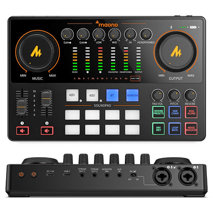 MaonoCaster E2 Gen2 Audio Interface Mixer with Dual XLR Input for Dual Podcast Live Streaming Gaming Audio Interfaces Sound Card