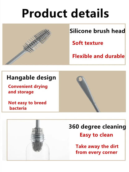 Hot Silicone Cup Brush Long Handle Milk Bottle Cleaning Brush  Water Bottles Glass Cup Cleaner Scrubber Kitchen Cleaning Tools