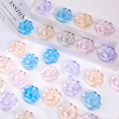 5-10PCS Kawaii Cat Paws Sticky Squeeze Toys Soft Realistic Jelly Glitter Cat Paws Transparent Squeeze Toys Kids Adult Gifts