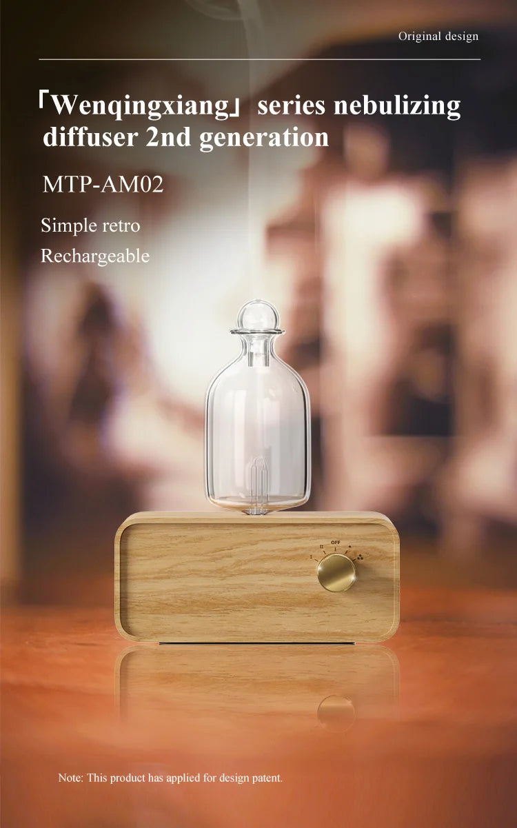 Nebulizing Essential Oil Diffuser Waterless Operated Aromatherapy Diffuser for Home Wood and Glass Aroma Diffuser Scent Machine