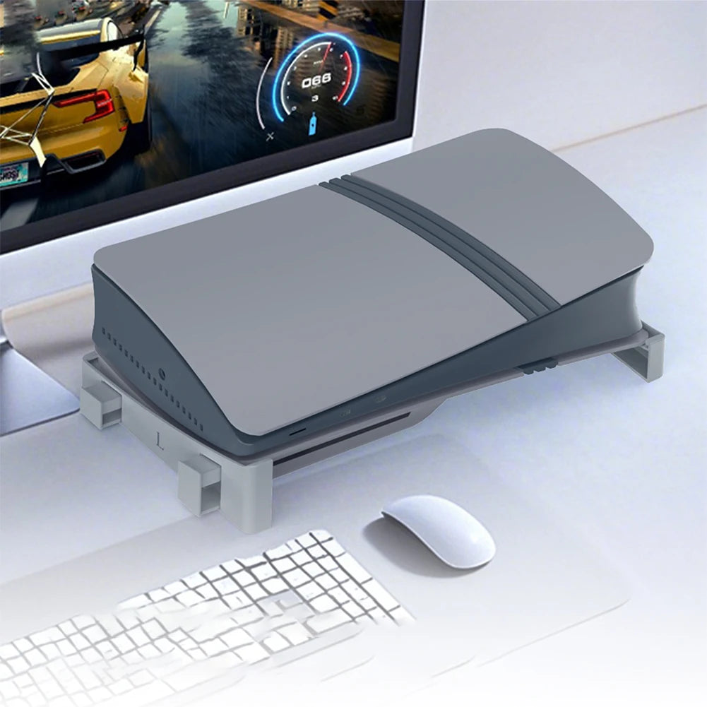 Horizontal Game Console Base Stand Holder Game Console Desk Stand Storage Rack Host Storage Rack for PS5/PS5 Slim