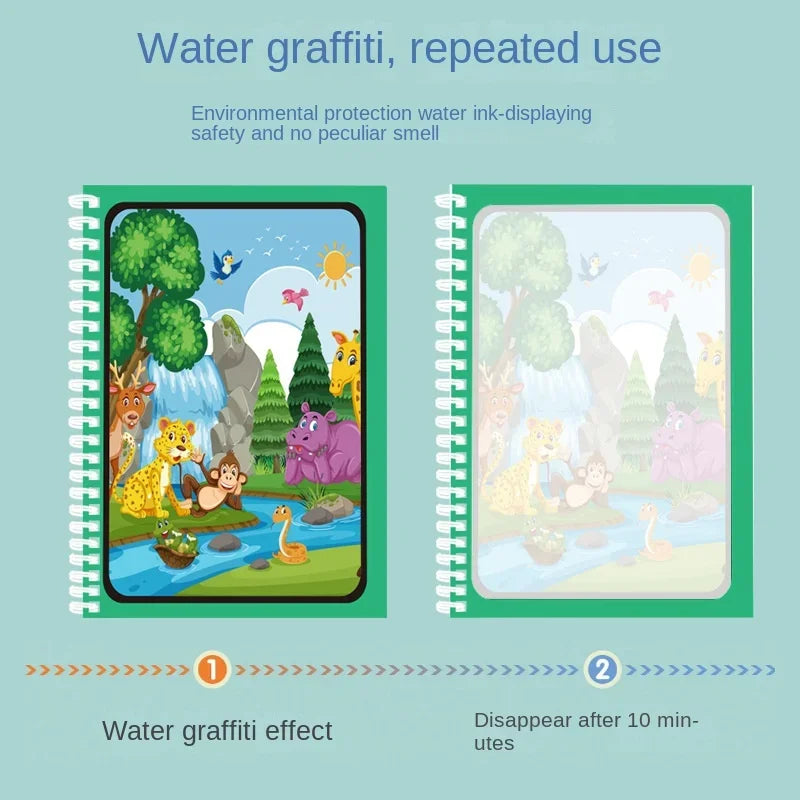 Magic Water Drawing Book for Kids Montessori Children's Reusable Coloring Book Sensory Early Educational Learning Painting Toys