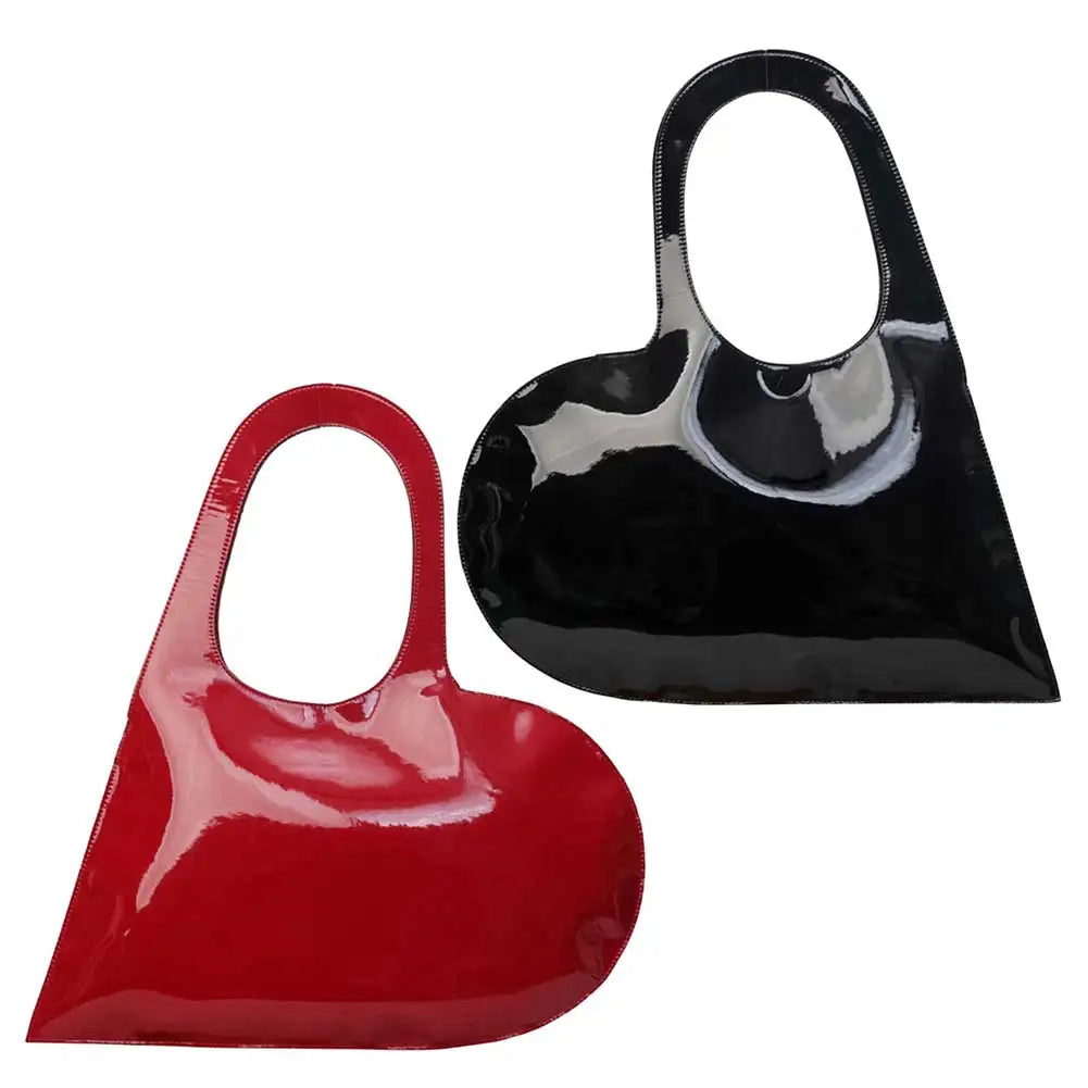 Luxury Design Heart Ladies Handbag PU Leather Underarm Bag Solid Color Trendy Tote Bag Summer Top Hand Bag for Women and Girls