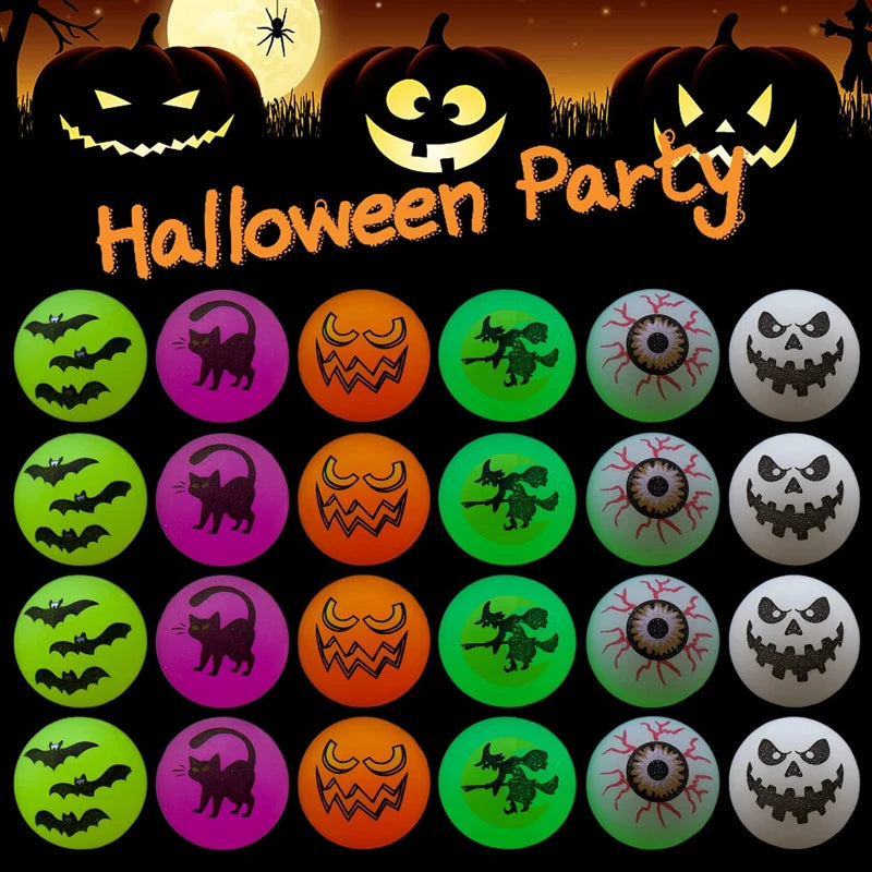 Halloween Glow in the Dark Bouncing Balls - Party Favors & Trick or Treat Gifts for Kids (10-100 Pack)
