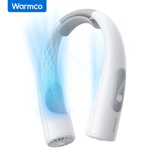 Warmco 10000mAh Portable Neck Fan 4-Speed Rechargeable Personal Fan 360° Cooling, 24H Runtime Wearable Fan for Office/Gym/Travel