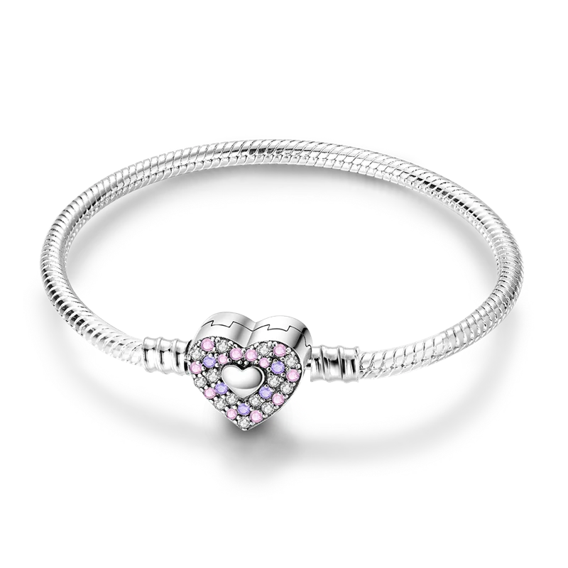 925 Sterling Silver Charm Bracelet - Leaf, Clover, Butterfly & Heart Design | 17-20cm Adjustable