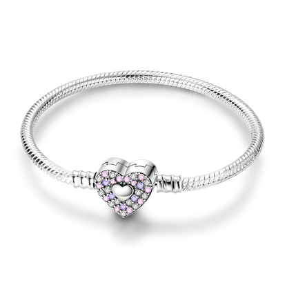 925 Sterling Silver Charm Bracelet - Leaf, Clover, Butterfly & Heart Design | 17-20cm Adjustable