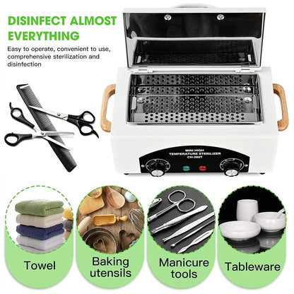 300W Nail Tool High Temperature Cleaning Box 1.5L With Timer Dry Heat Sterilizer For Sundry Beauty Hair Metal Tools With Handle