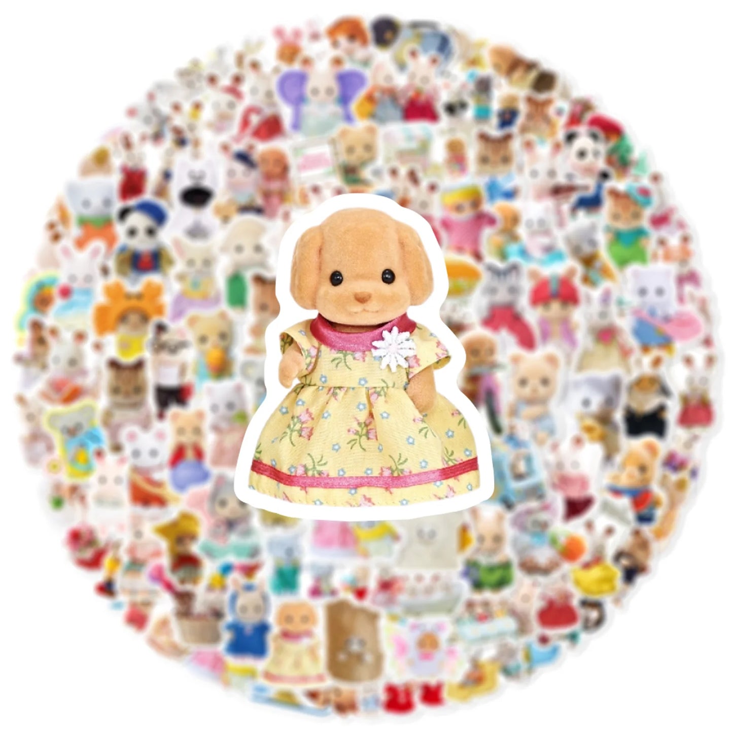 100PCS Cute Sylvanian Families Stickers Kawaii Graffiti Sticker Decoration DIY for Water Bottle Phone Diary Decals Kid Toy Gift