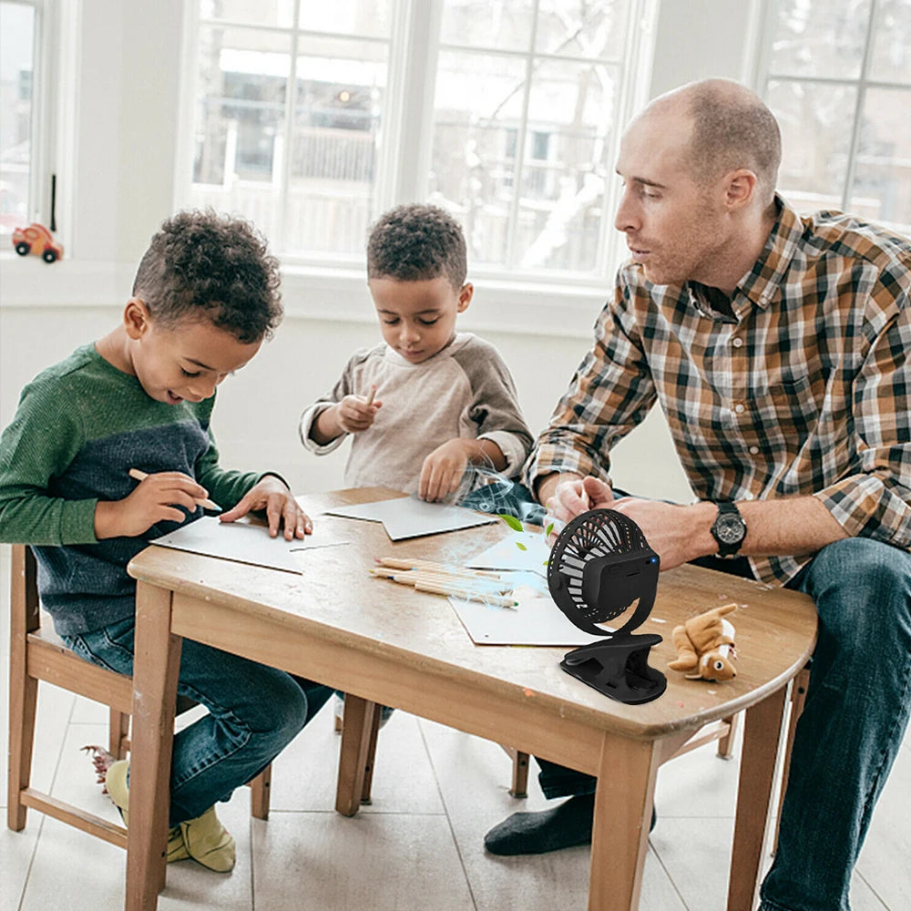 Clip On Fan USB Rechargeable Mini Coog Desk Baby Stroller Portable Handheld