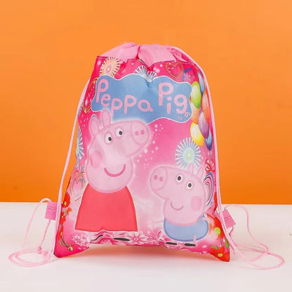 Peppa Pig Doggy Drawstring Pouch Kids Waterproof Nonwoven Backpack