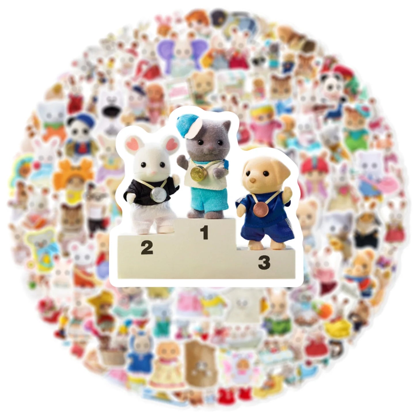 100PCS Cute Sylvanian Families Stickers Kawaii Graffiti Sticker Decoration DIY for Water Bottle Phone Diary Decals Kid Toy Gift