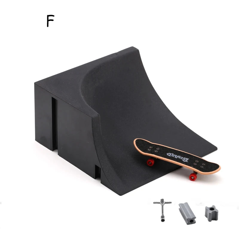 Finger Skateboard Skatepark Mini Ramp Skateboarding with Metal Wheels Finger Teck Toys for Finger Sport Game
