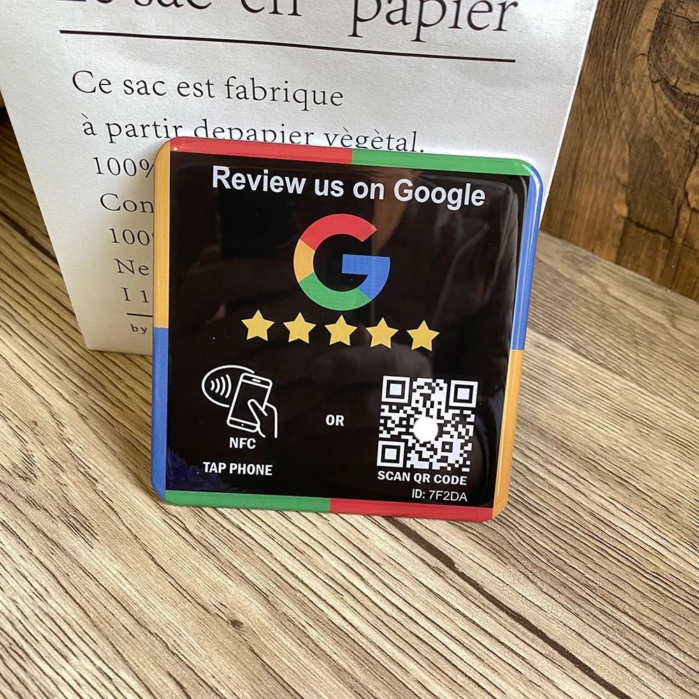 10X10cm QR Code and NFC Tap  Sticky  Instagram Facebook Tripadvisor Trustpilot ReviewGoogle Review Plaque