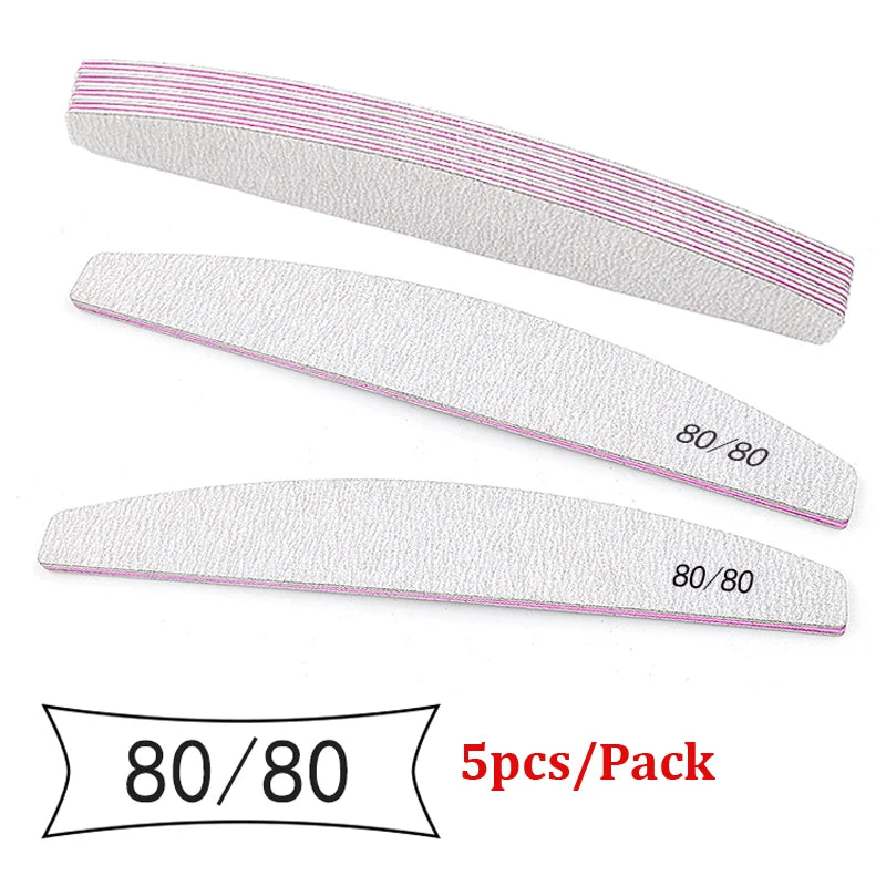 5/25Pcs/Lot Nail File Mix Color 80/100/150/180/240 Grit Professional Sandpaper Cuticle Remover Buffer Files Manicure Tool Set
