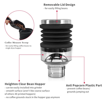 Coffee Beans Grinder Single Dose Hopper and Bellows Coffee Grinder Bean Bin Blowing Cleaning Tool For Eureka Mignon Grinder