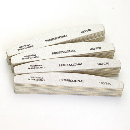 10pcs/Lot Wooden Nail Files Professional 100 180 240 Emery Board Manicure Buffer Grey Boat Double-sided Wooden Pedicure Buffers
