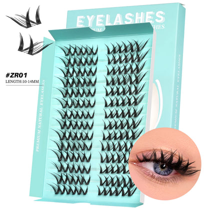 GROINNEYA Cluster Eyelashes Cat Eye Lashes Natural long Lashes Individual Lashes Mixed Tray Eyelash Extension Diy Lashes