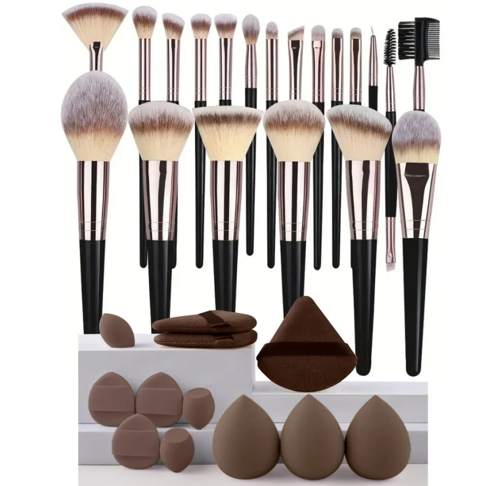 3-20PCS Makeup Brushes Set Eye Shadow Foundation Blush Highlighter Concealer Brush Female Beauty Tool Beauty Sponges Thumb Puffs