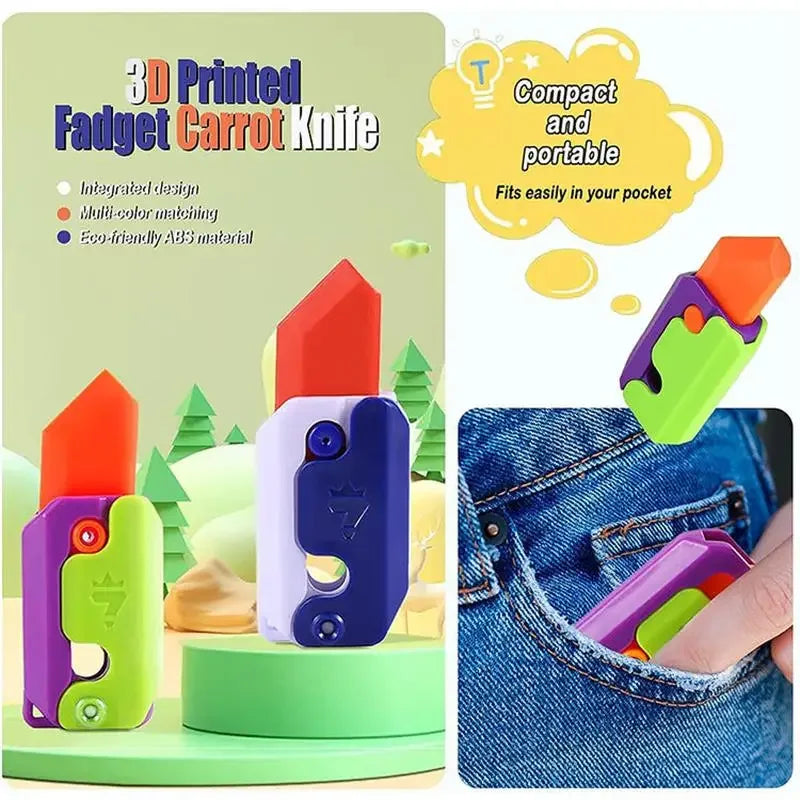 3D Printing Gravity Knife Toy Cub Jumping Small Radish Knife Fidget Toys Decompression Push Card Small Carrot Knife