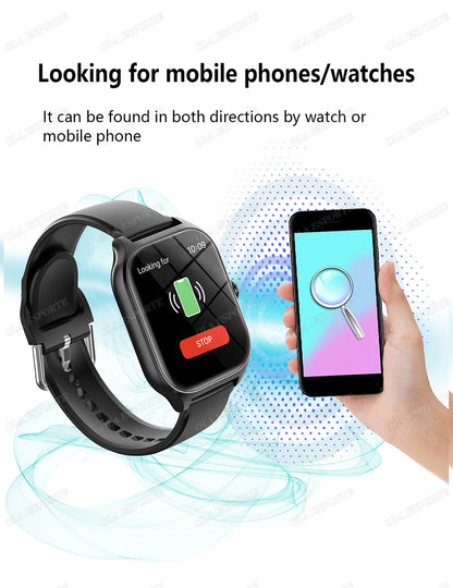 Smart Watch Men 2.01 Inch AMOLED Screen Waterproof Multiple Sport Mode Fitness HD Bluetooth Calls Smartwatch Men Women Bracelet